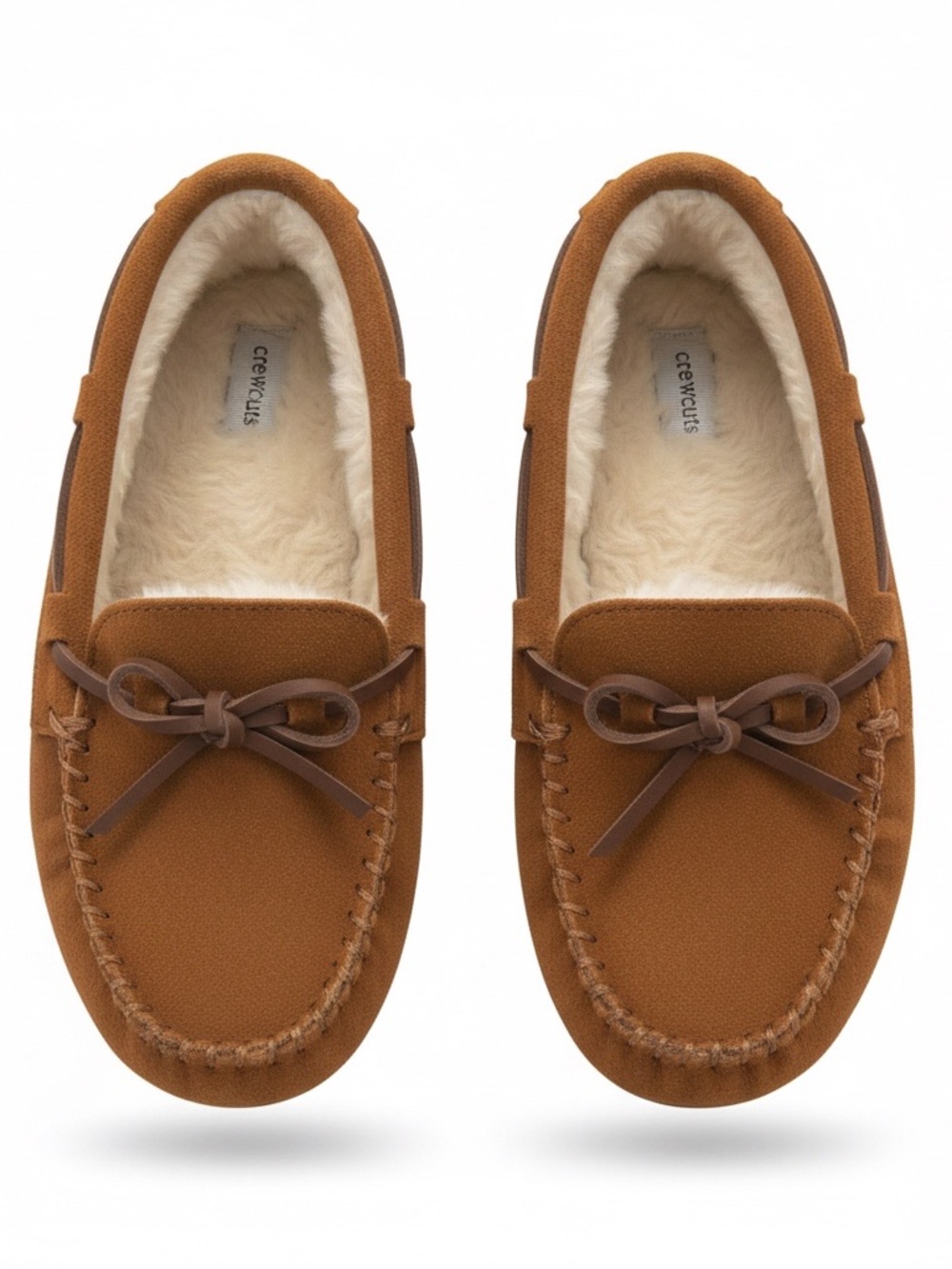 Crewcuts Chestnut Brown Faux-Shearling Moccasin Slippers